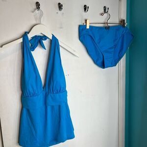 Ralph Lauren RL Womens 2 PC Bikini Bathing Suit Blue Top SZ 12 NWT